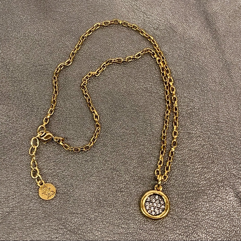 Robin Steele, Pave Crystal Disc Pendant Necklace